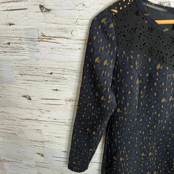 Maison scotch dress long sleeve blue  brown cut out dress size 2 medium - Picture 3 of 12